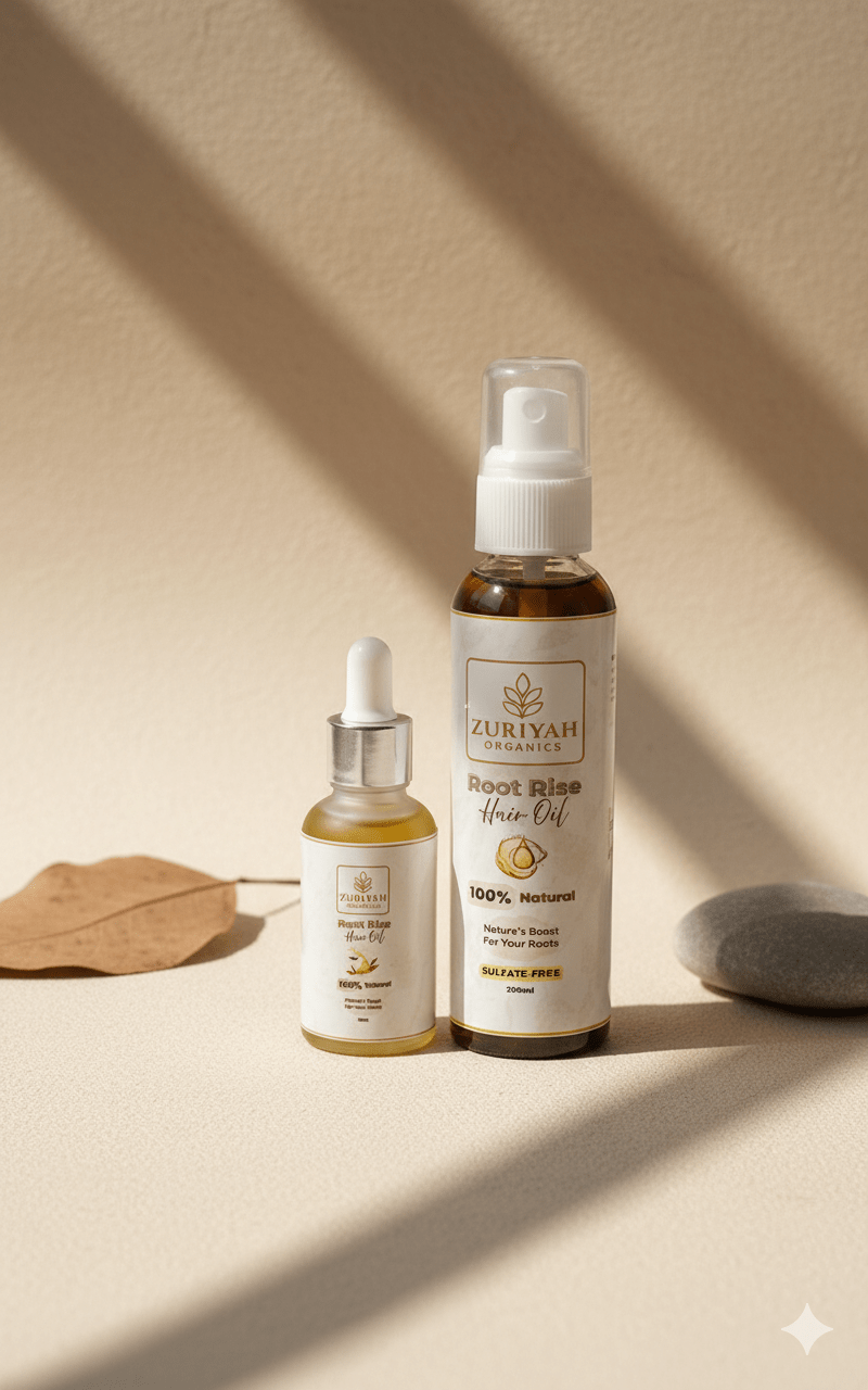 Root Rise Hair Oil Front View - Zuriyah Organics
