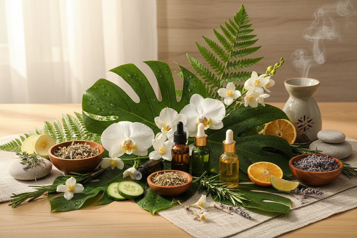 We believe in the power of nature to inspire wellness and beauty in every moment. Create an image for Zuriyah Organics And Match The Text that I provided you